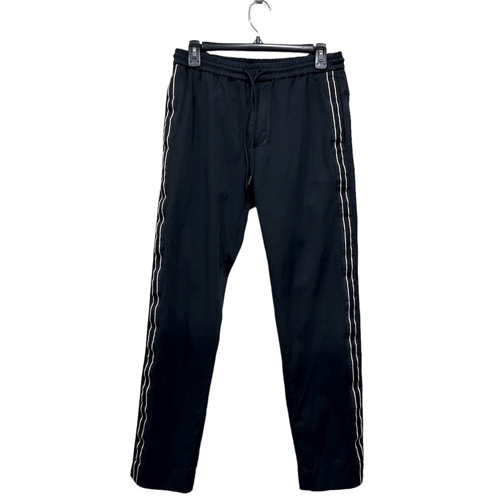 CLUB Monaco Black drawstring trousers with black & white side stripe size small